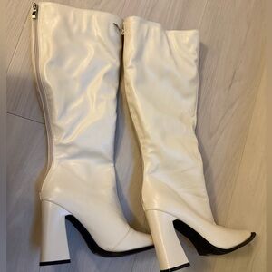 Nasty Gal Cream Heeled Boots